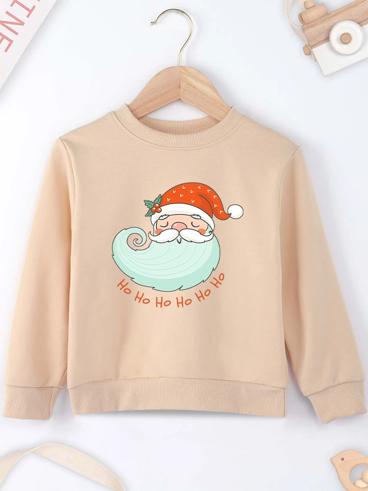 Cute Santa Claus Cartoon Boy Girl Christmas Clothes Red Long Sleeve O-neck Sweatshirt Festival Fashion Home Xmas Kids Hoodie