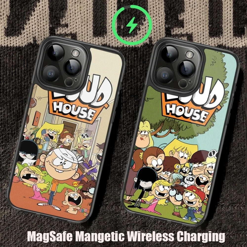 Cartoon The L-Loud H-House Phone Case For iPhone 11 12 13 14 15 Pro Max Plus Mini Magsafe Magnetic Wireless Charging Shell