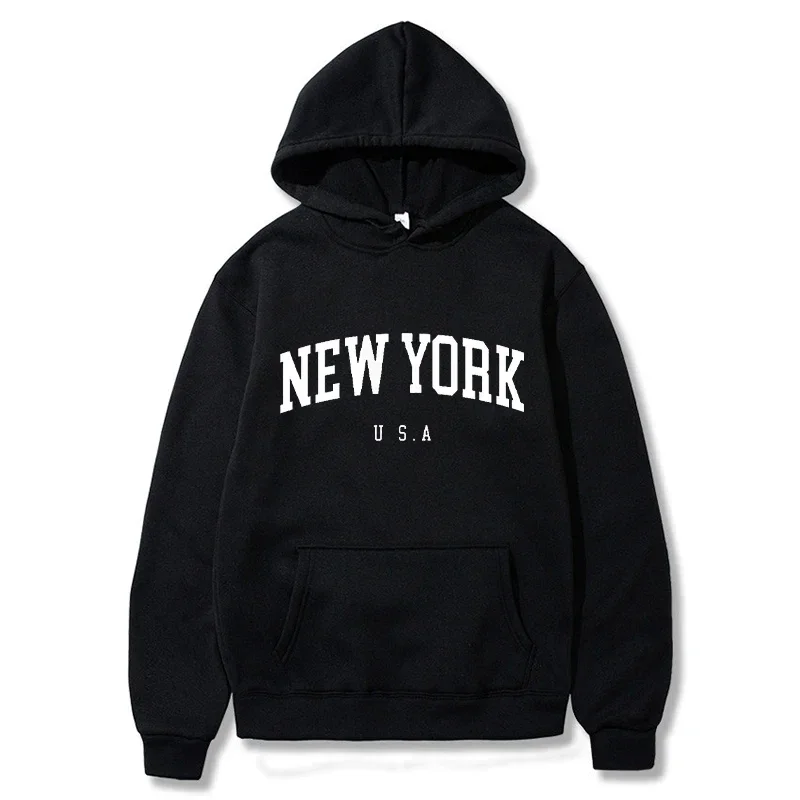 

US Men and Women City Hoodies,Letter Printed Graphic Sweatshirts,Loose Casual Pullover,Harajuku Hooded SportwearNew York Fashion