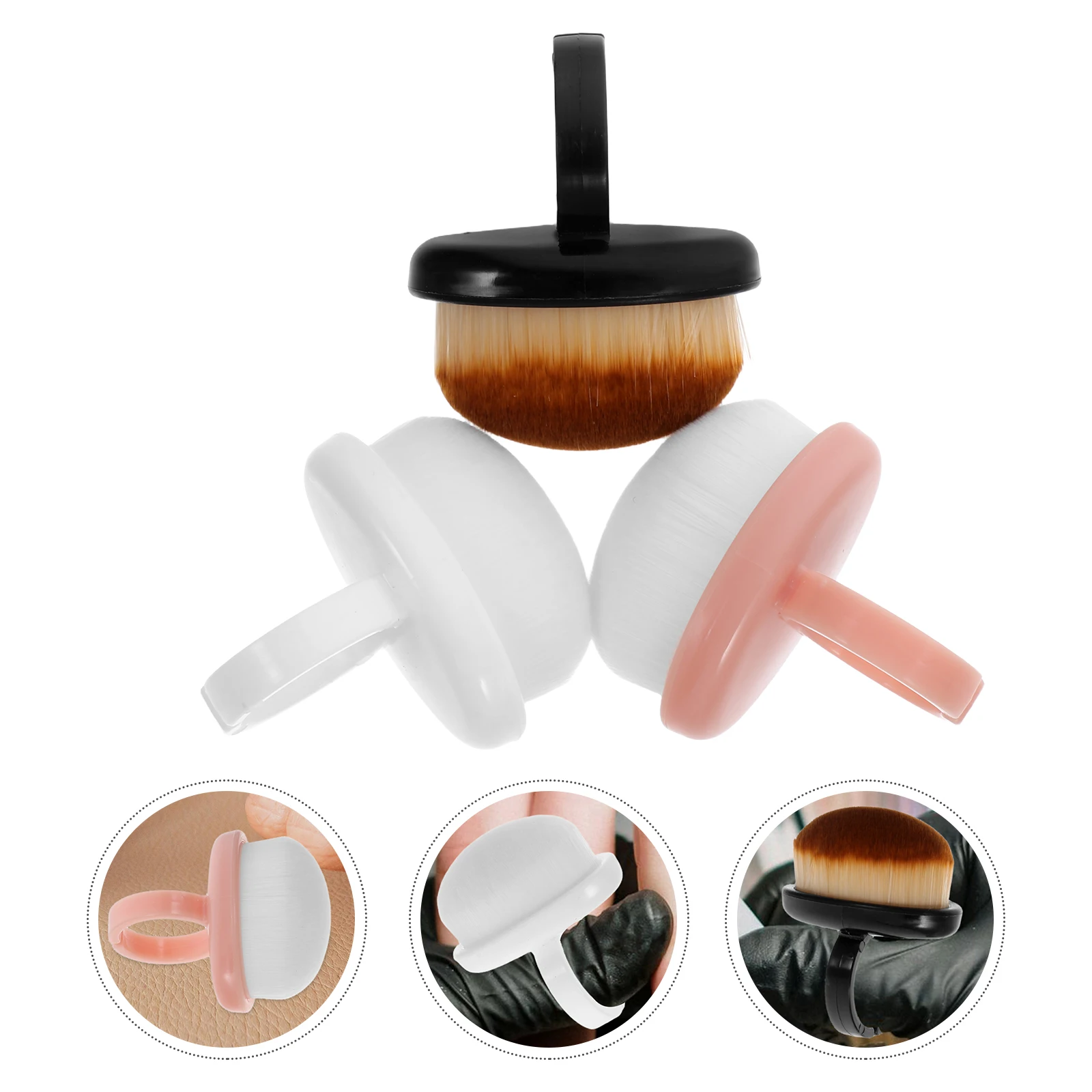 

3pcs Nail Dust Brush Plastic Fingernail Scrub Remover Round Dusting Brushes for Cleaning Polishing Nail Care Tools Soft Bristles