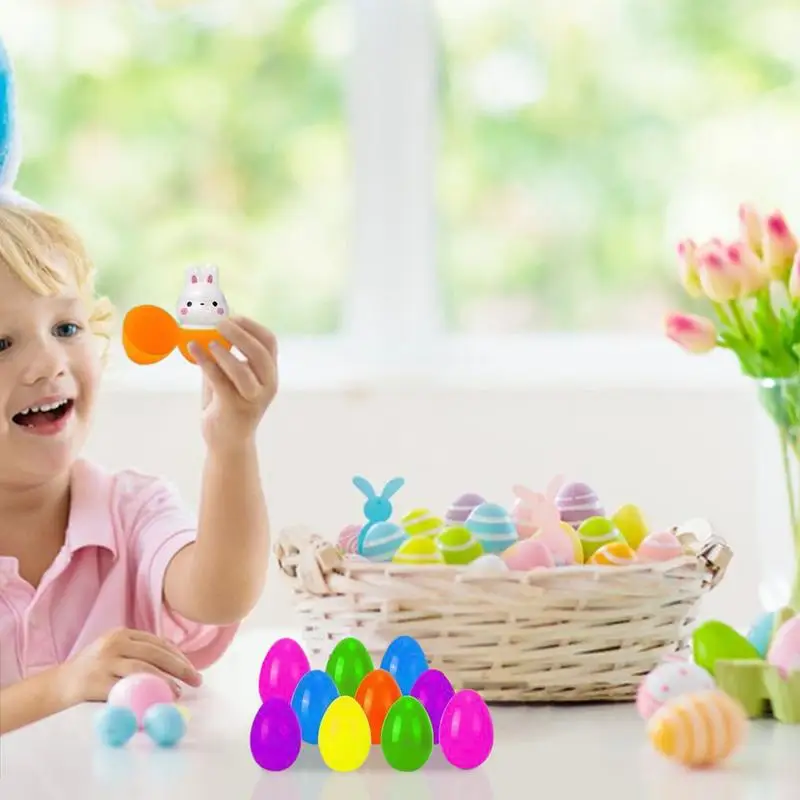 Filled Easter Eggs Slow Rebound Fidget Toys 24 Pieces Easter Egg Stuffers Bright Soft Prefilled Squishy Small Animal Classroom