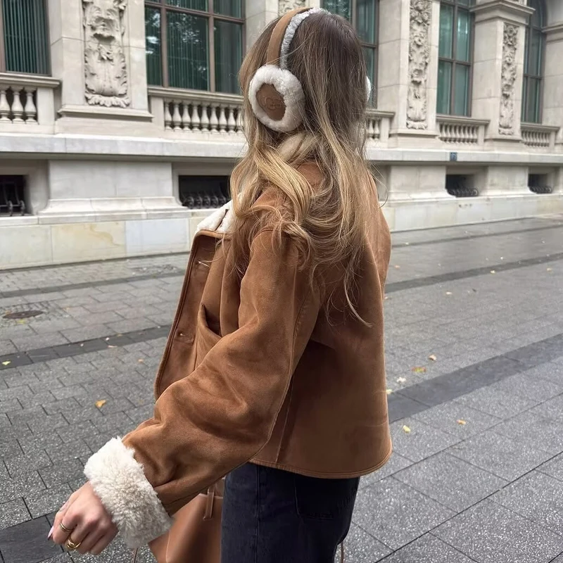 Suède damesjas Dames demi-seizoen jas Jas Winterjassen Outerwears Dames Tops Dubbelzijdige jassen Tops met lange mouwen