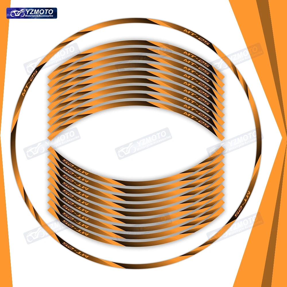 

Наклейки на колесные диски для мотоцикла MT-25, 17 дюймов, передние и задние, светоотражающие, водонепроницаемые, декоративные, с полосками