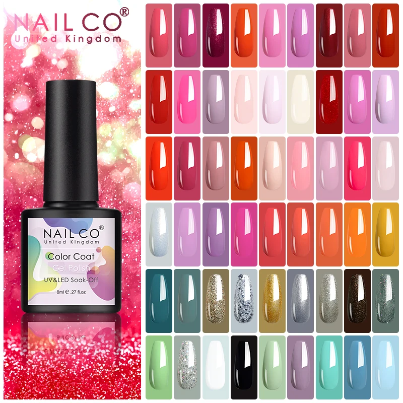 NAILCO 8ml Pink Red Colors Gel Nail Polish Nail Art Varnishes Gel Lacquer Coat LED Nails Manicure Design UV Gel Varnish Soak Off