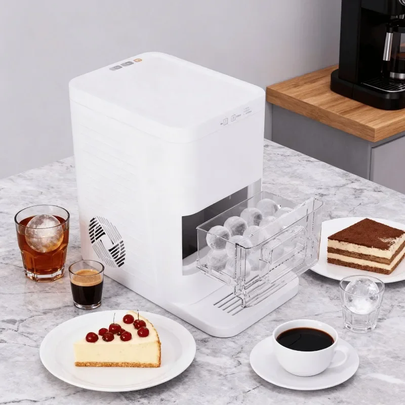 Spherical ice machine, household ice making, solid and transparent