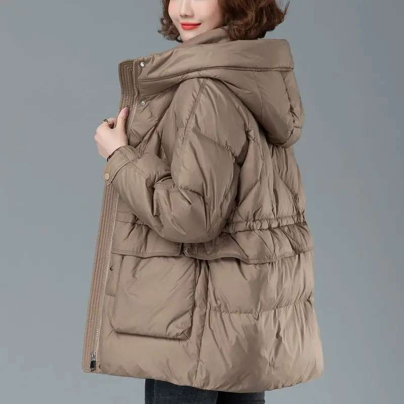 

Winter down Jacket Women's Mid-Length Coat Korean Style Commute Thickened Long Sleeve Straight Tube Large Size Casual Fashion
