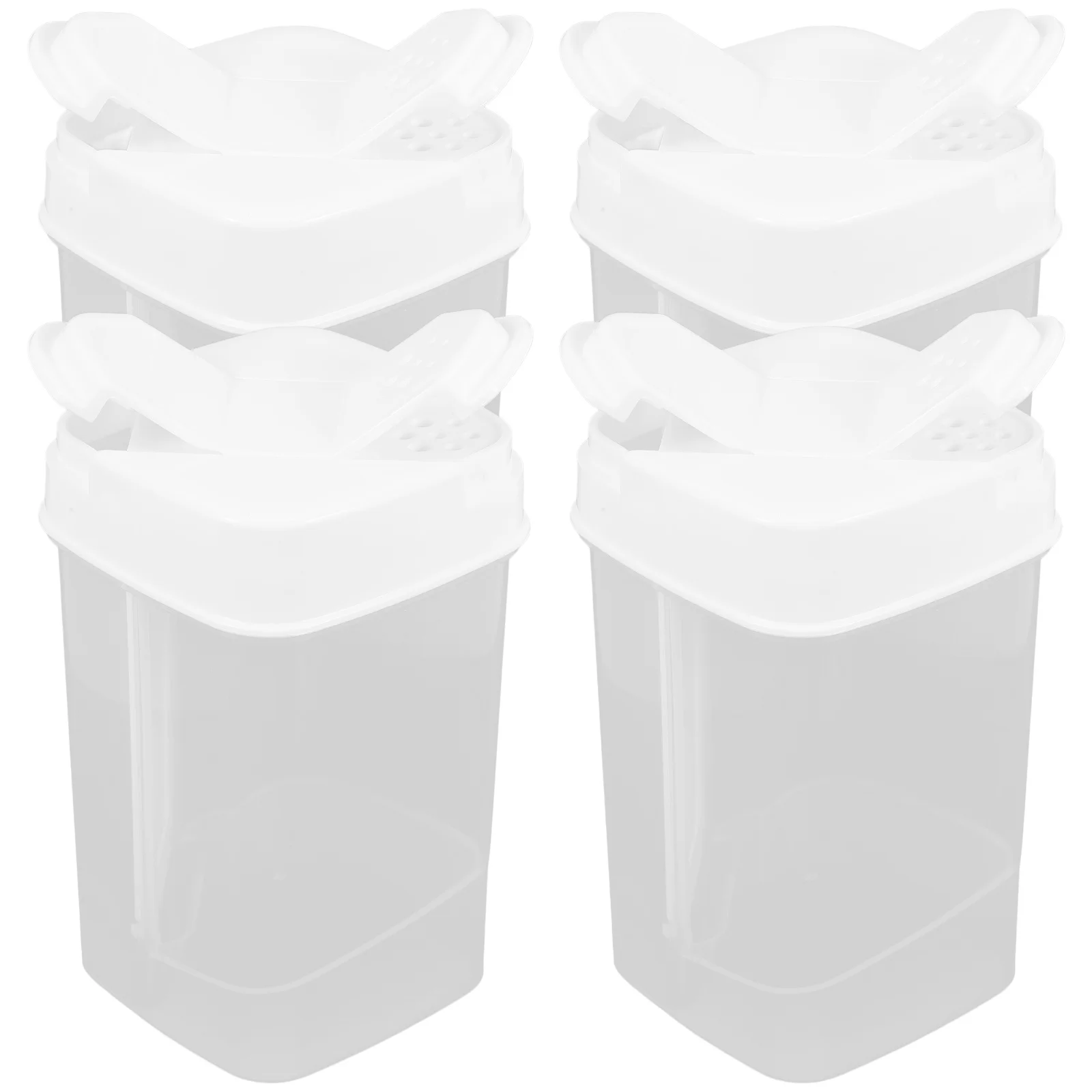 

4Pcs Seasoning Holder Reusable Spice Canisters with Double Lid Detachable Divider Salt Pepper Sugar Storage Box