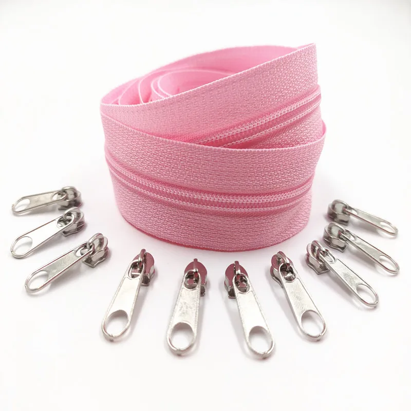 1/2/3/5/10 متر 3 # لفات سحابات طويلة من النايلون مع 2/4/6/10/20 قطعة منزلق بسحاب لملحقات خياطة الخياط #5