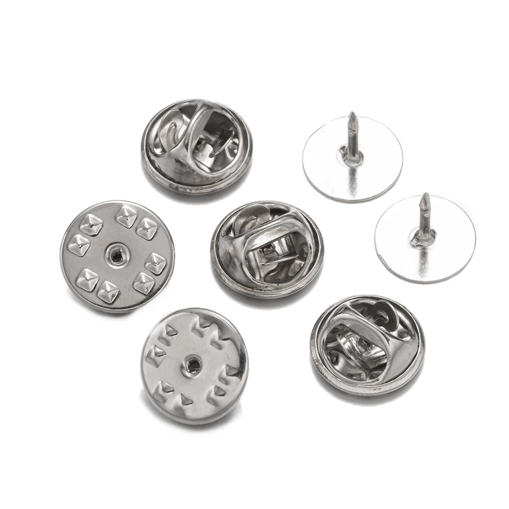 

50pcs brooch settings Pin Black Butterfly Rubber Pin Clutch Keepers Silver Tie Tacks Blank Pins for DIY Brooch Jewelry Making