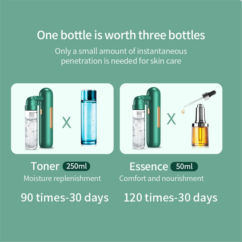 Portable USB Rechargeable Mini Electric High Pressure Oxygen Atomizer Air Compressor Spray Gun Sprayer Oxygen Injector Small Bubble Beauty Nano Skin Facial Hydration Moisturizing Skin Care Tools