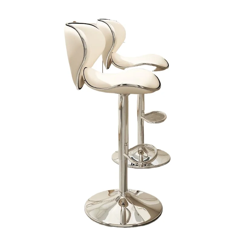 

Modern Nordic leather upholstered bar high chair metal bar stool