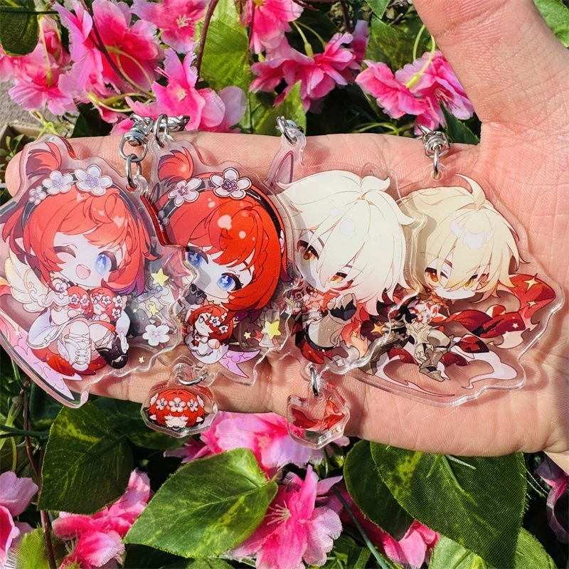 

Game Honkai：Star Rail Mydei Tribios Cartoon Double-sided Figure Keychain Acrylic Backpack Pendant Keyring Birthday Gift