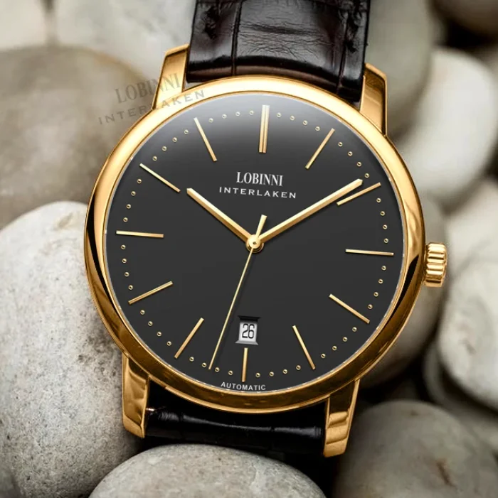 

LOBINNI Men Automatic Watch 39.5mm Luxury Mechanical Wristwatch Ultrathin Sapphire Mirror Luminous
