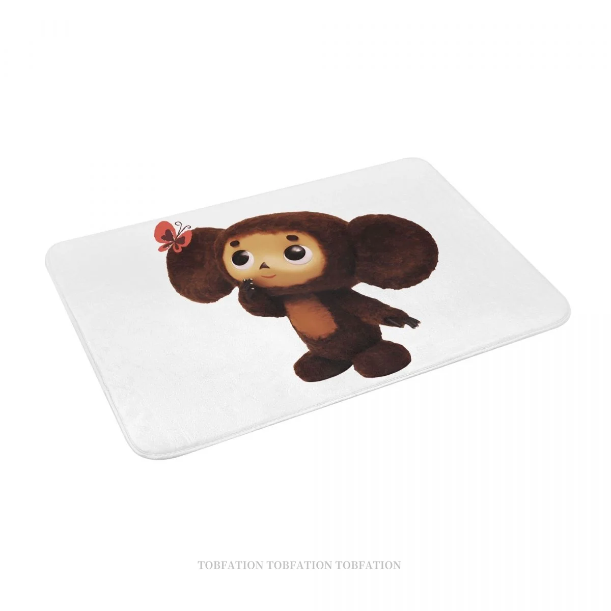 Cheburashka Cute Soviet Russian Cartoon Bath Mat Butterfly Doormat Flannel Carpet Balcony Rug Home Decoration