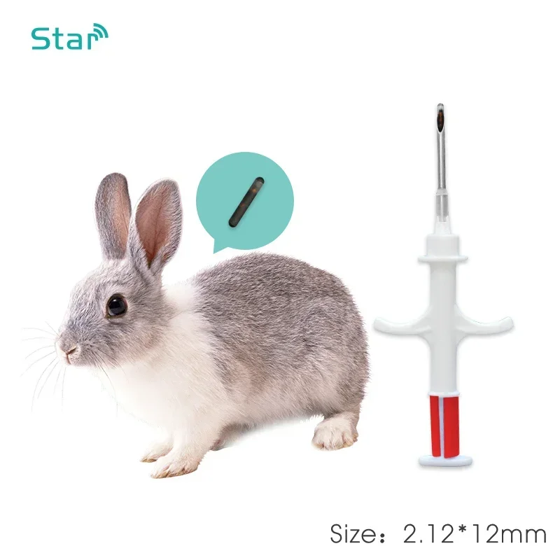 Microchip importato ICAR Numero 2.12x12MM EM4305 Tag in vetro 134.2KHz FDX-B Siringhe ID animale PET Iniettori di disinfezione del gas EO