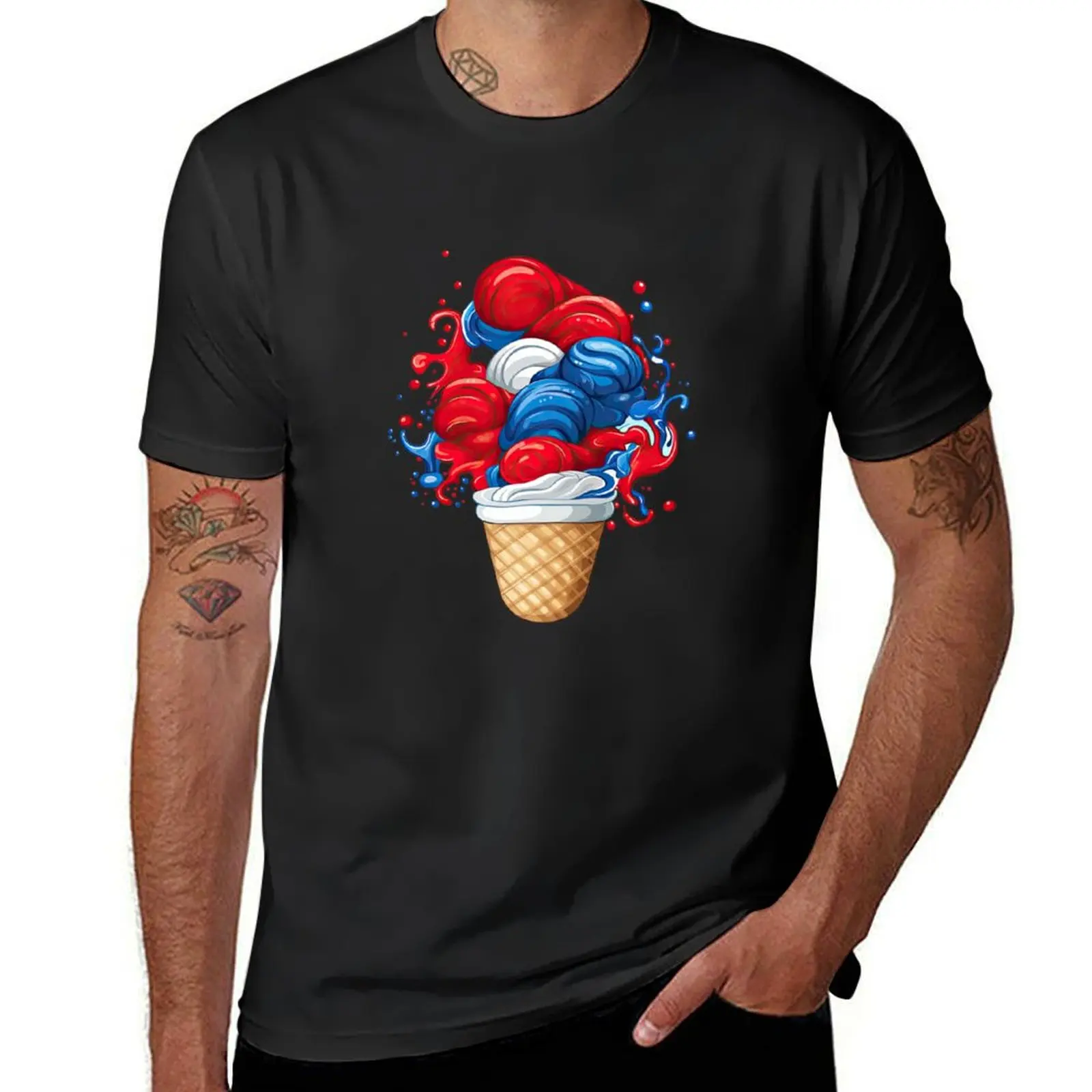 Red White and Blue Ice Cream T-Shirt blanks vintage clothes big and tall t shirts for men