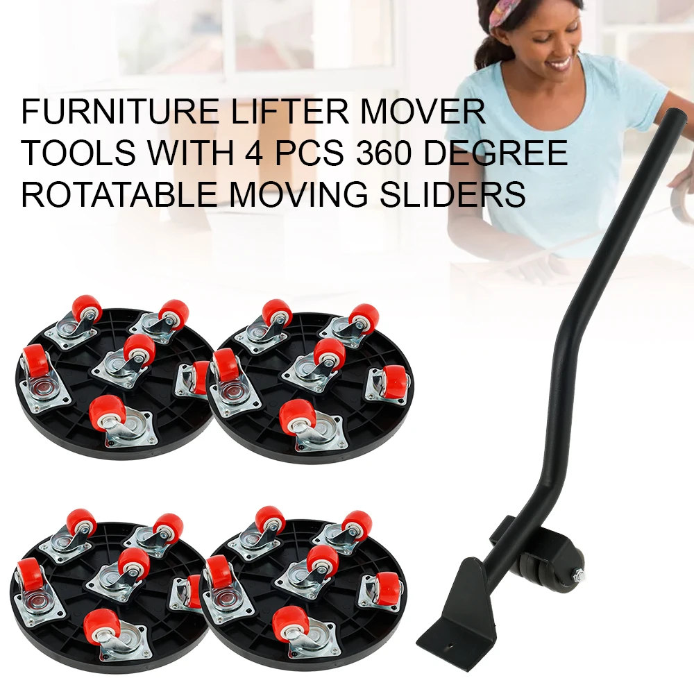 Furniture Mover Set Professional Furniture Transport Lifter Tool Set Save Effort Stuffs Moving Wheel Roller Bar Hand Tools