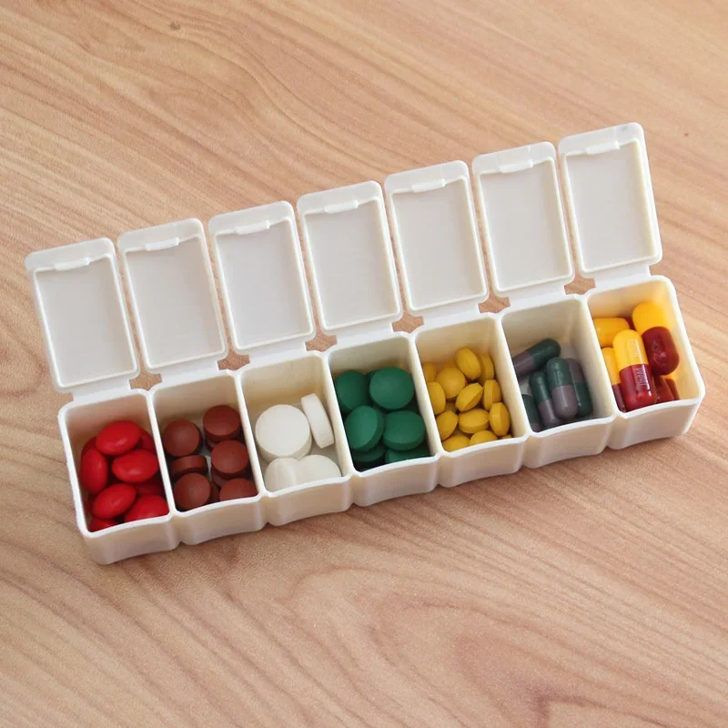 7Grid Slot Storage Organizer Container Case Pills Splitters Portable Refillable Bottle Household Week Small Pills Storage Box
