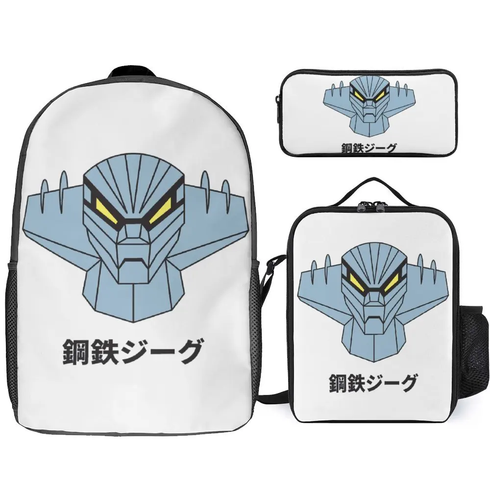 

3 in 1 Set 17 Inch Backpack Lunch Bag Pen Bag Mechas 02 Mazinger Z Steel Jeeg Robot Kotetsu Dark Great 16 Durable Blanket Roll C