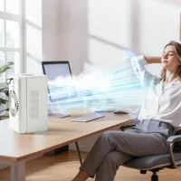 Mini ventilateur de bureau USB portable, climatiseur domestique, ventilateur alimenté par batterie rechargeable 3000 mAh avec réservoir d'eau de 370 ml, atomiseur de bureau 4