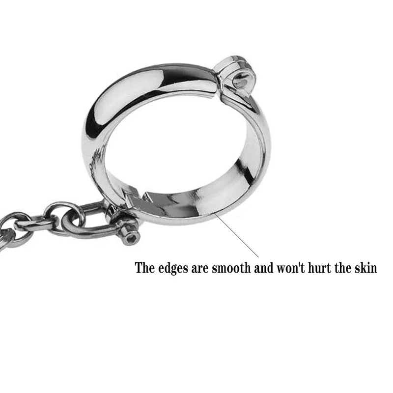 Handcuffs Cuffs Stainless Steel, Lockable Wrist & Ankle, BDSM  Restraints Toys for Couple Sex Game Slave Chain