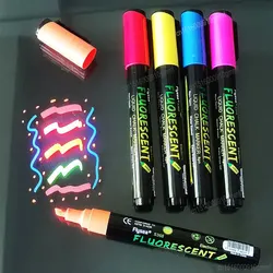 6mm Oblique Tip Erasable Fluorescent Liquid Chalk Marker Pen For LED Light Board Glass Blackboard Glossy Surface Art Graffiti