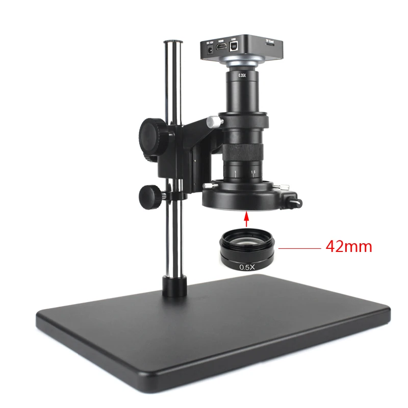 0.5X 2.0X 0.3X Barlow obiettivo ausiliario lente in vetro 42mm per 200X 180X 300X C MOUNT Lens Industry videocamera per microscopio