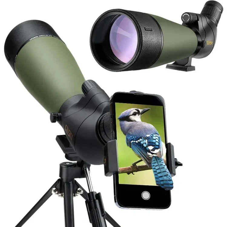 Updated 20-60x80 Spotting Scope with Tripod, Carrying Bag - BAK4 Angled Scope for Target Shooting Hunting Bird Watching Wildlife