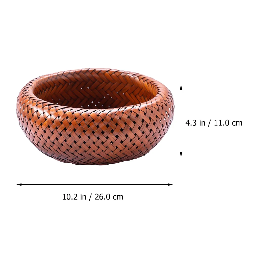 

Retro Bamboo Woven Storage Basket Double Layer For Fruit Candy Bread Bamboo Holder Storage Container Home Office