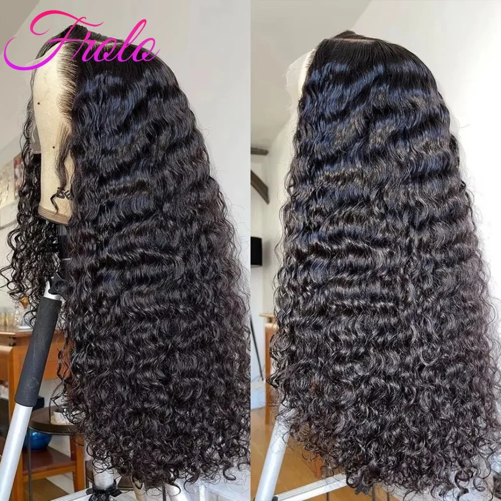 30 Inch Deep Wave Lace Front Wigs Human Hair 13x6 HD Lace Frontal Pre Plucked Deep Curly Wigs Human Hair for Women Natural Black