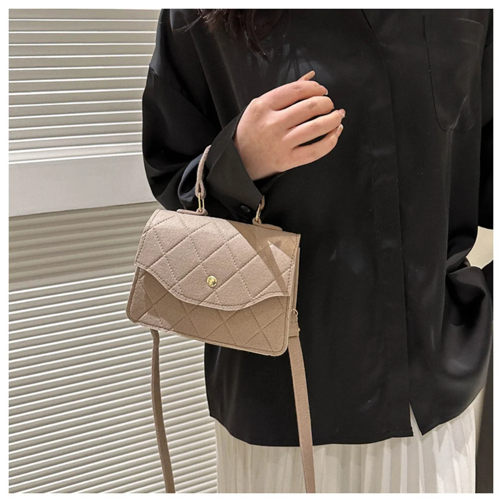 Vintage Fashion Small Square Felt Bag Women Subaxillary Texture Shoulder Crossbody Bags Female Shopping Underarm Handbag Totes