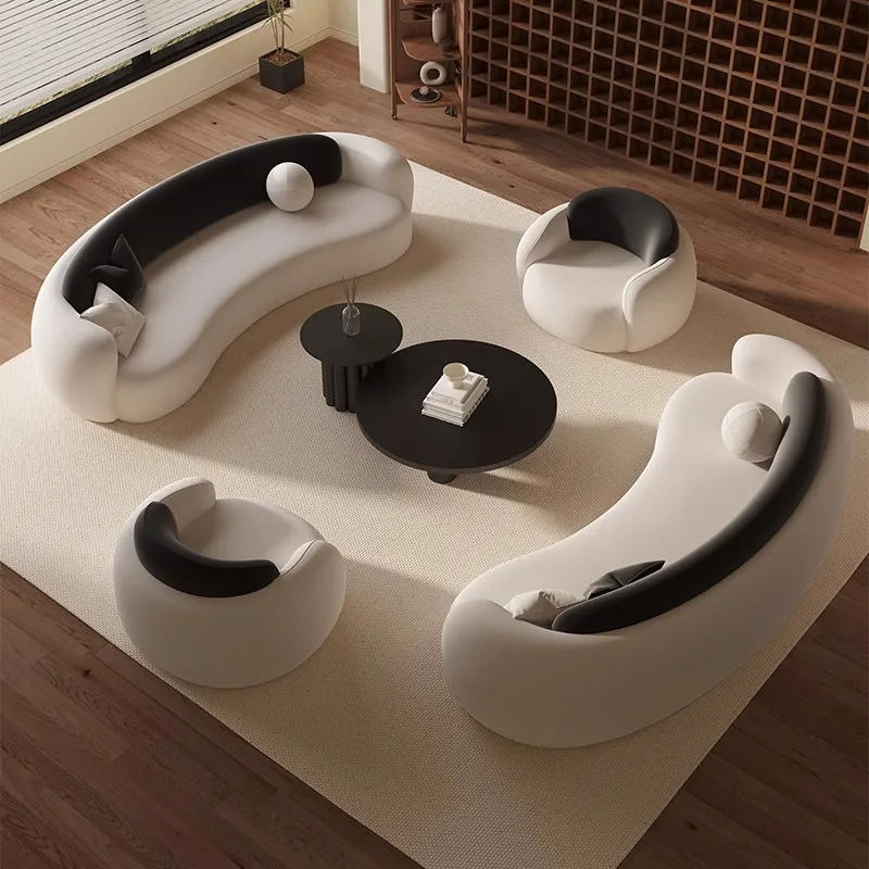 Canapé moderne Simple noir incurvé design esthétique salon canapés loisirs inhabituels relaxant Muebles meubles de Hall d'entrée