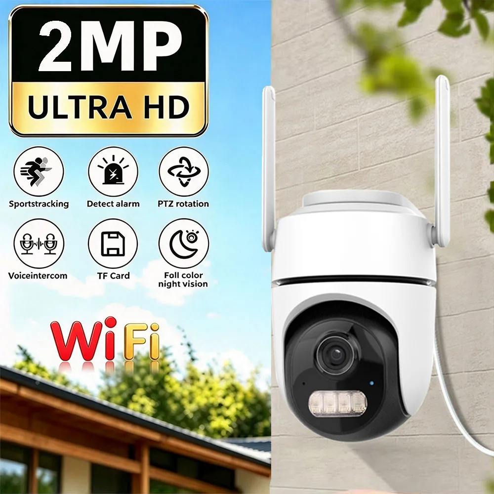 2MP WiFi IP Camera Outdoor Auto Tracking Two‑Way Audio Wireless Home Security CCTV Surveillance Cameras