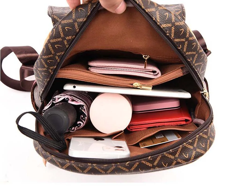 2025 New Women's Fashion Large Capacity Zipper Shoulder Bags High Quality Leather Backpack Ladies Casual Travel Backpacks