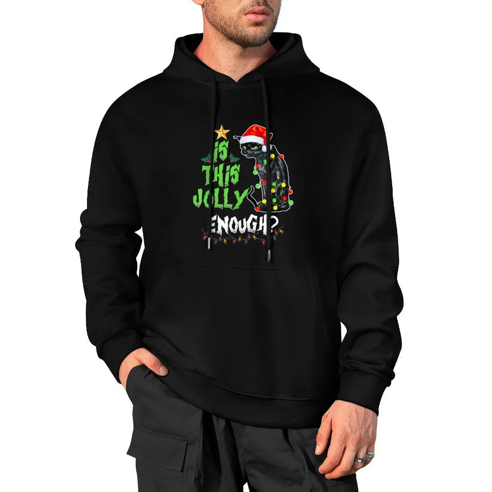 Is this jolly enough Noel Cat merry christmas Pullover Hoodie mens clothing men's clothing hoodies and sweatshirts new