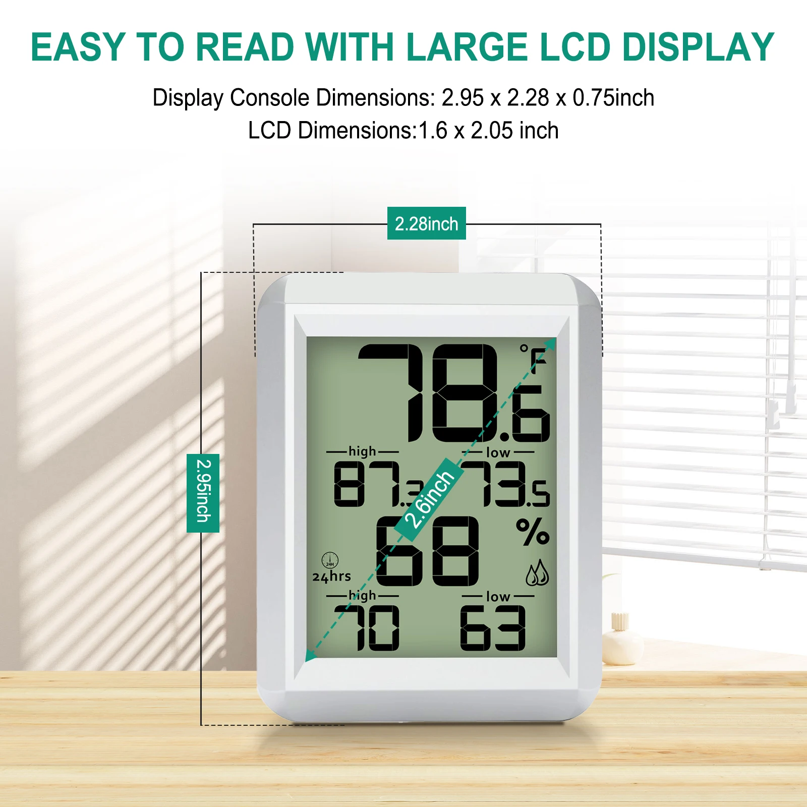 【2025 Upgraded 】Digital Hygrometer Thermometer with Large Dual Display 24H High/Low Memory & Auto Reset for Home Office