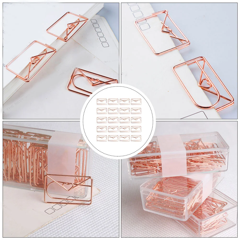 20pcs Love Envelope Label Clips Delicate Adorable Paperclips For Office Planner File Notebook Document Page Marker Stationery