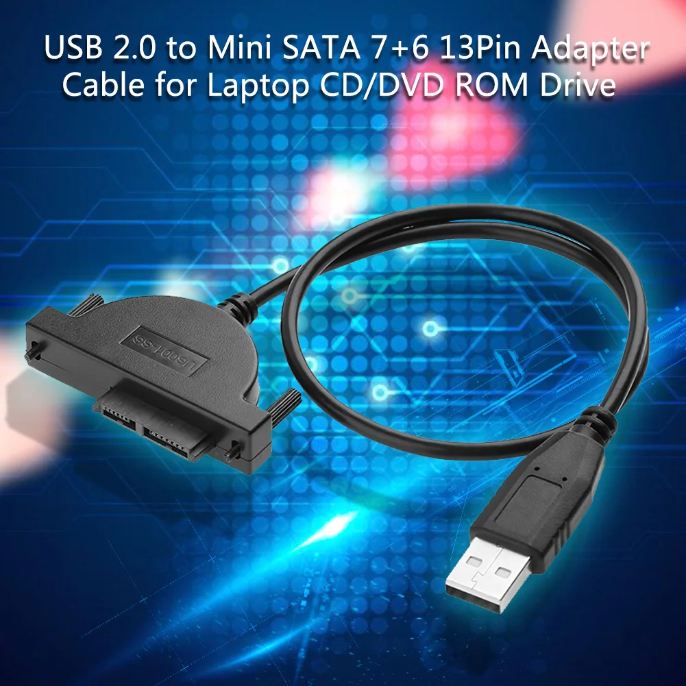 كابل محول USB 2.0 إلى Mini SATA 7+6 13Pin لأجهزة الكمبيوتر المحمول CD/DVD ROM Drive