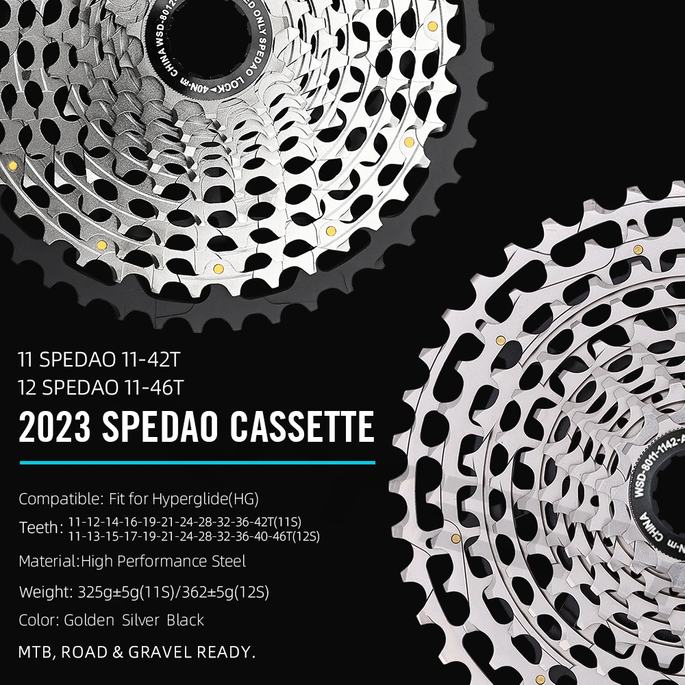SPEDAO 12S 11-46T 11S 11-42T MTB Road Gravel Bike Cassette Super Light 325g Steel CNC Flywheel HG Freehub Upgrade Parts