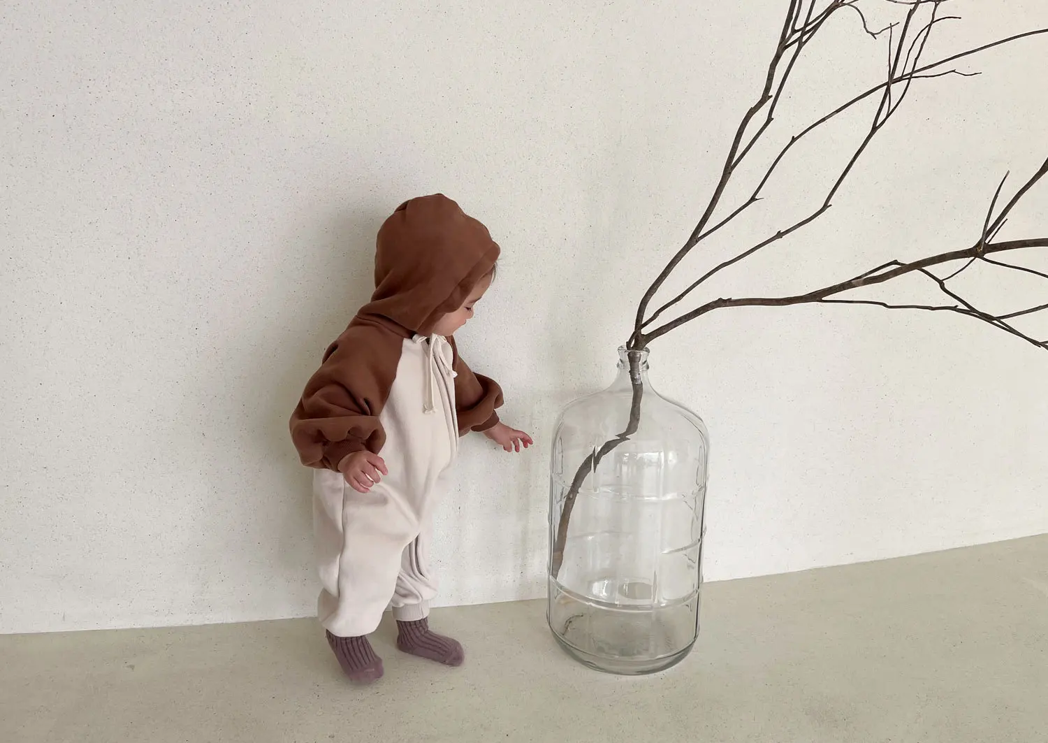 Cotton Hooded Romper for Boys and Girls, Perfect for Fall and Spring