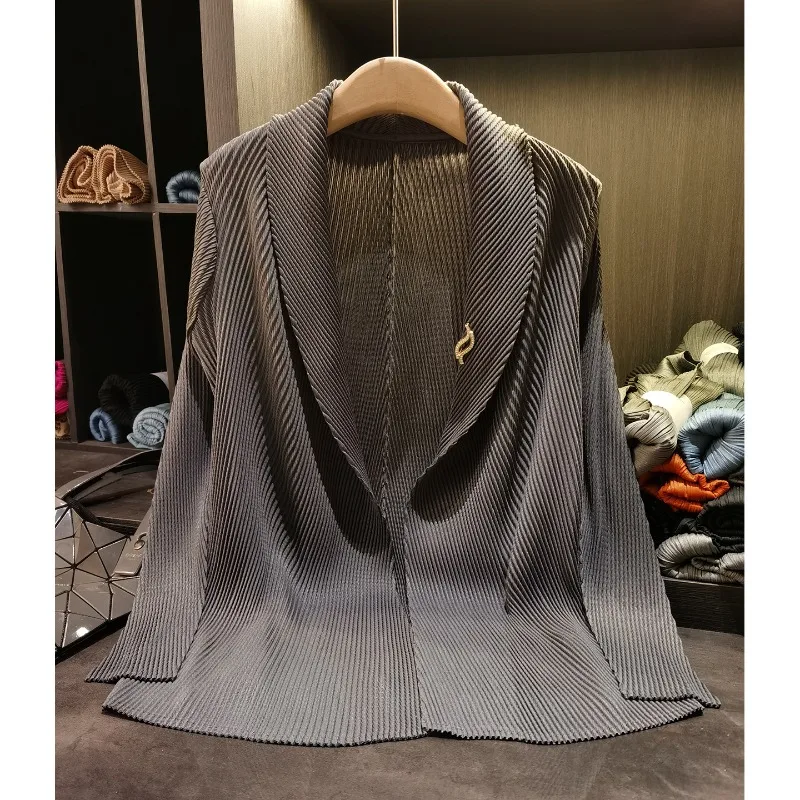 

Плиссированный жакет Miyake 2026: Утонченный плиссированный блейзер для женщин, весенний, модный, универсальный, тонкий кардиган-топ