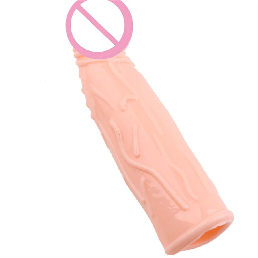 Massageador de próstata anéis penianos preservativos reutilizáveis retardar a ejaculação brinquedos sexuais para homens extensor de pênis manga ampliador sex shop 18cm