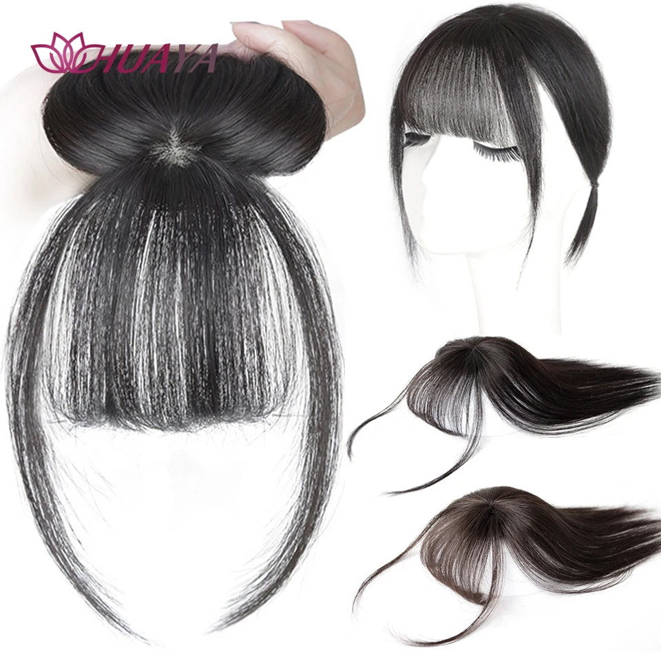 HUAYA Synthetic Clip In Fringe Hairpiece Fake Bang Fake Hair Natural Straight Bangs Closure Hairpins Hair Extensions for Women