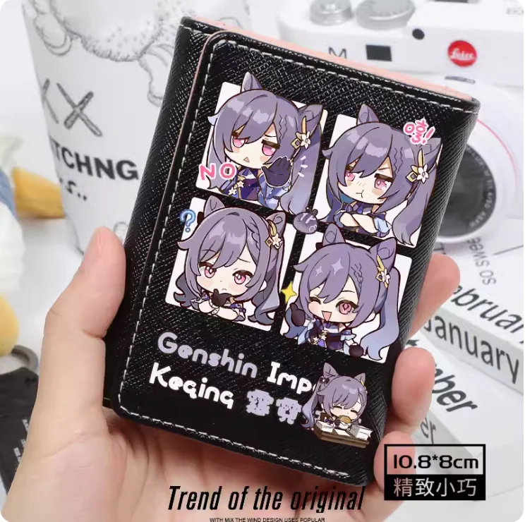 Anime Genshin Impact Keqing  Fashion Wallet PU Purse Card Coin Hasp Money Bag Cosplay Gift B191