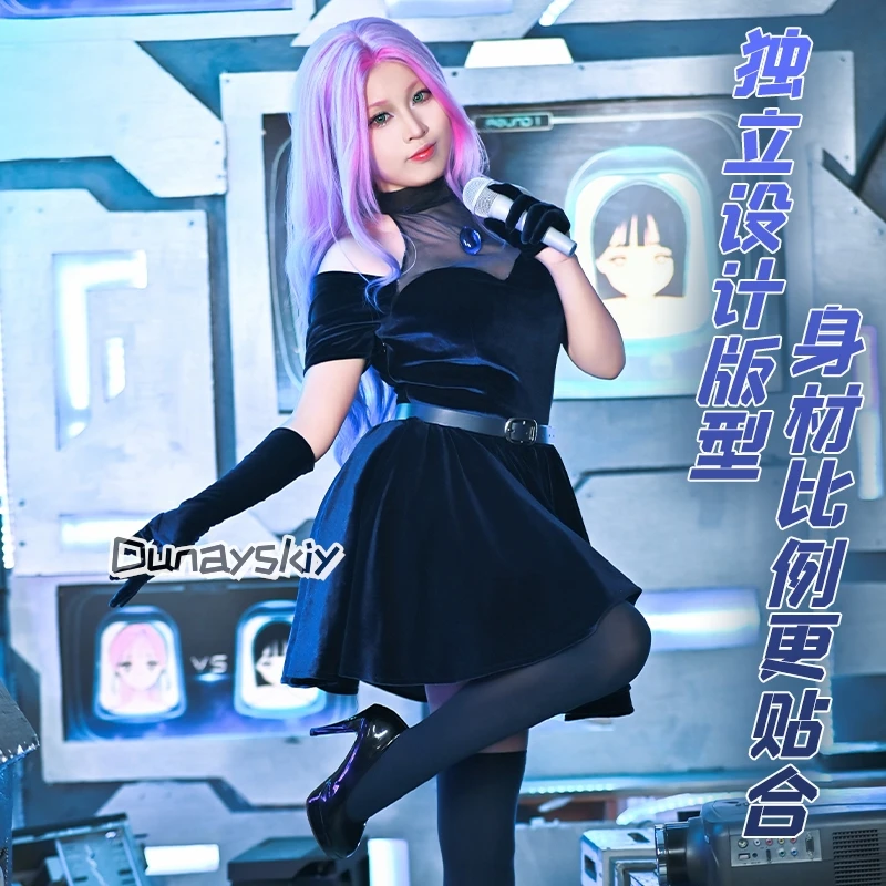 Мизи Косплей Костюм Аниме Косплей Женский Сценический Костюм Мизи Синее Короткое Платье HSIU Розовый Градиент Синий Фиолетовый Длинные Волосы Рождество