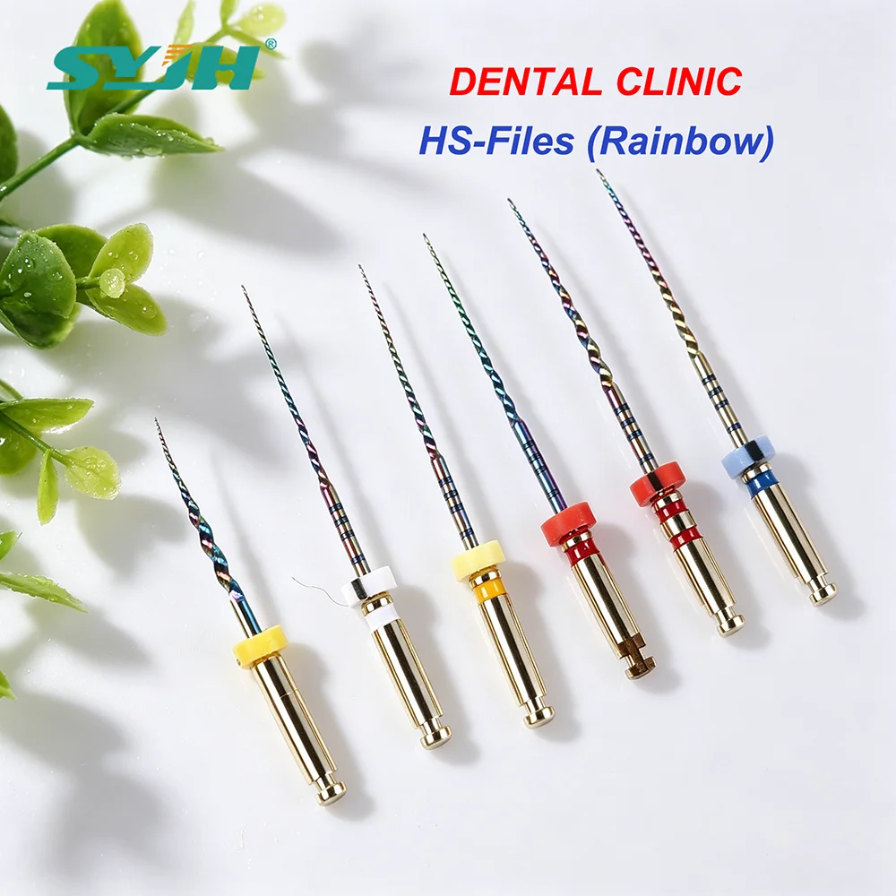 

SYJH Dental Rainbow Root Canal HS-Files 6 Pcs/Pack NiTi Rotary Heat Treated Autoclavable Dentistry Clinic Root Canal Treatment
