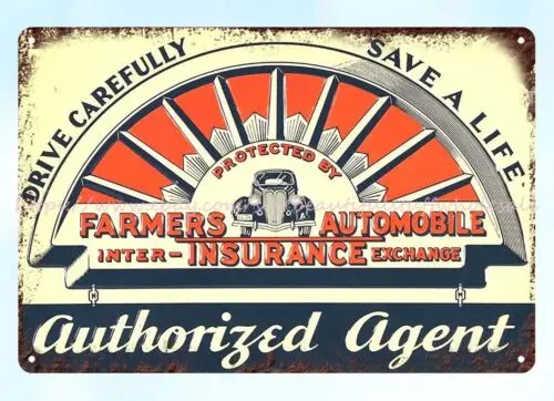 office decoration ideas FARMERS AUTOMOBILE INSURANCE AGENT metal tin sign