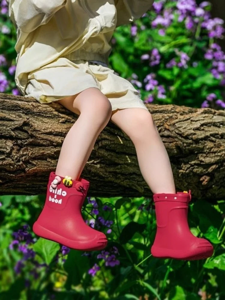 2026 Summer Kids Cartoon High Tube Rain Boots Waterproof Non Slip Soft Wearable Outdoor Water Shoes For Toddler Boys Girls Daily
