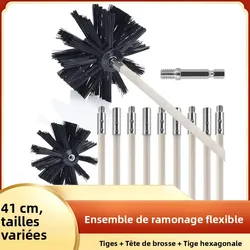 1-37 Pcs Flexible Chimney Sweep Set 12-50 Feet for Flue Sweeping Brush & Rod Kit Soot Cleaning Rods Nylon Brush Cleaning Tool