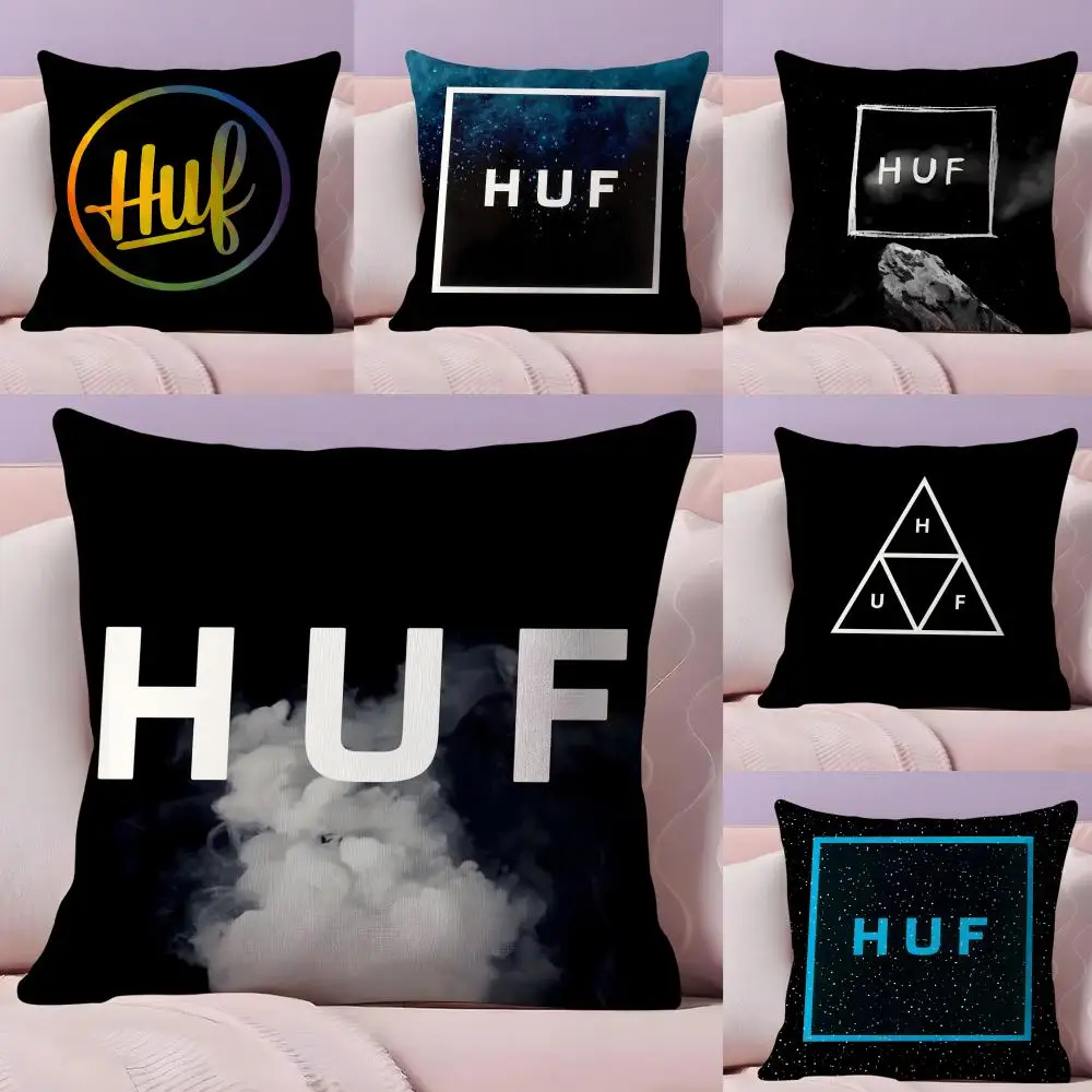 Skateboard Aesthetic Design H-HUF Pillow Case Silky Short Plush With Invisible Zipper Dustproof Sofa Cushion Cover